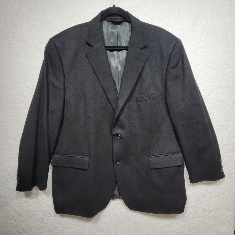 PAVONE Mens 48R Black Super Soft 100% Cashmere Blazer Sport Coat Suit Jacket